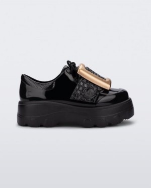 Sapatilhas Melissa Fivela Up Kick Off Black/Black/Gold Portugal | IUFY14362