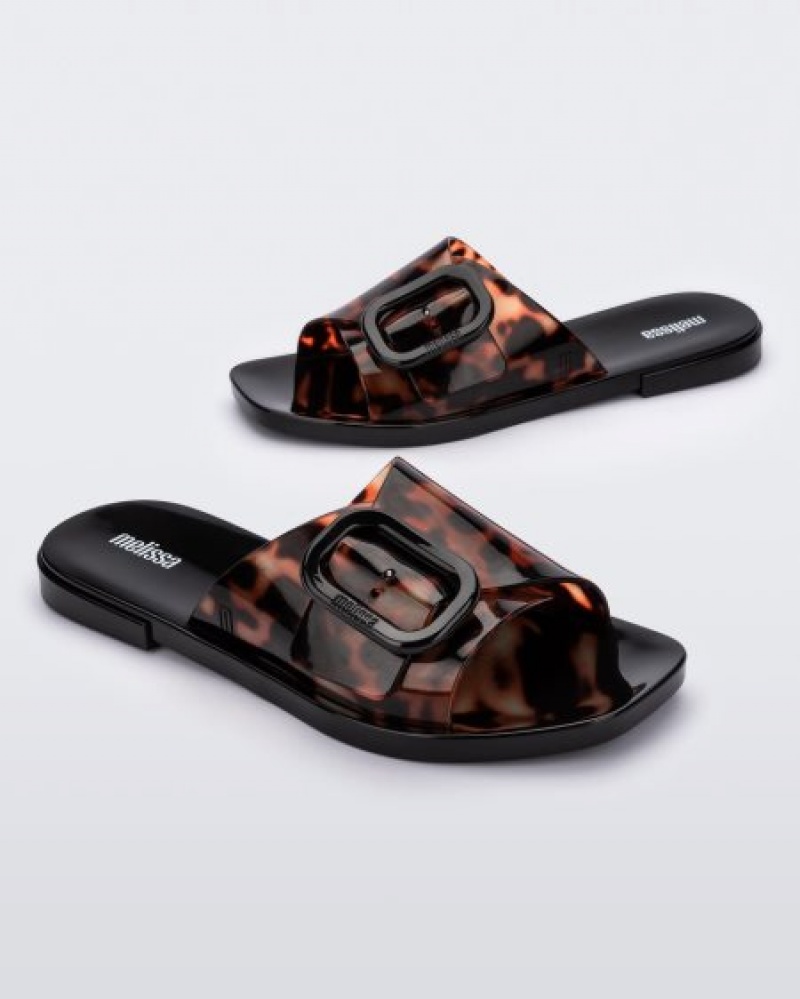 Chinelos Melissa Lislie Black/Clear Tortoise Portugal | QXJC92301