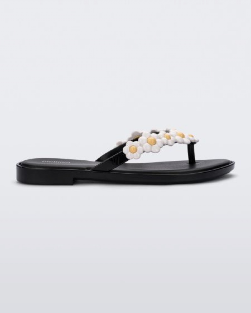 Chinelos de Dedo Melissa Flip Flop Spring Black/White Portugal | XPKD03926