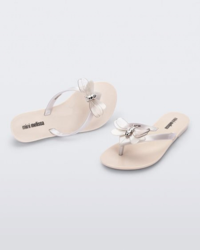 Chinelos de Dedo Mini Melissa Harmonic Bugs Criança Branco Portugal | CMBV75813