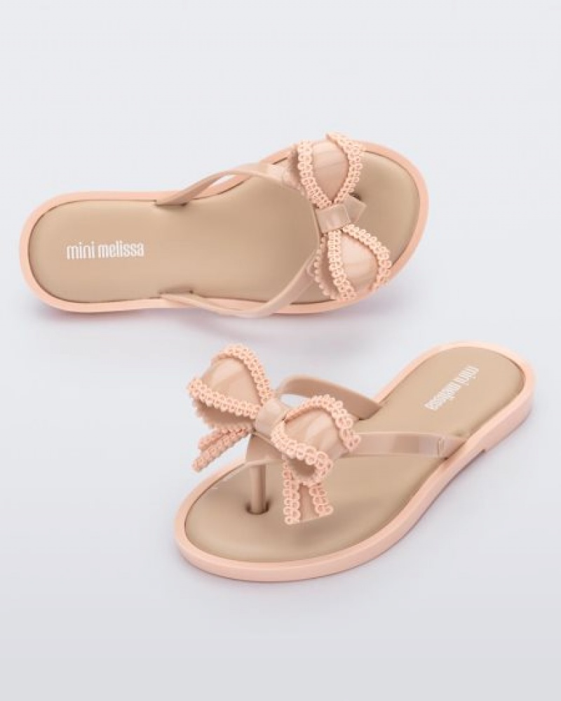 Chinelos de Dedo Mini Melissa Slim Criança Bege Portugal | HPNY80237