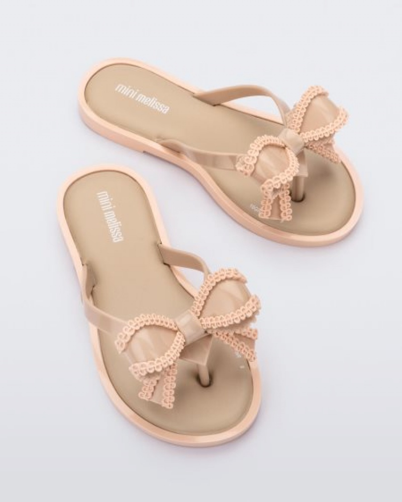 Chinelos de Dedo Mini Melissa Slim Criança Bege Portugal | HPNY80237