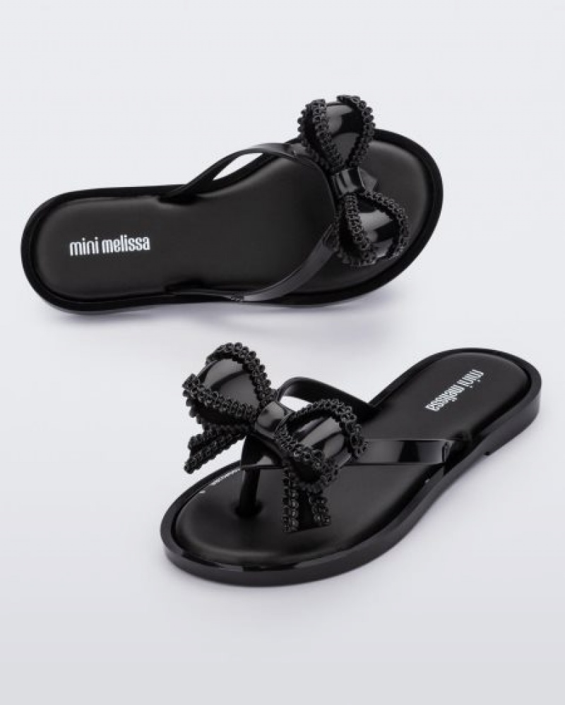 Chinelos de Dedo Mini Melissa Slim Criança Pretas Portugal | WHBJ67495