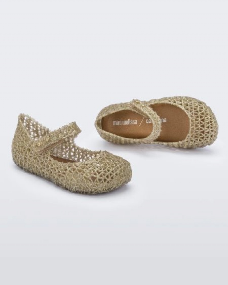 Flats Mini Melissa Campana Bebé Douradas Portugal | IUTL27503