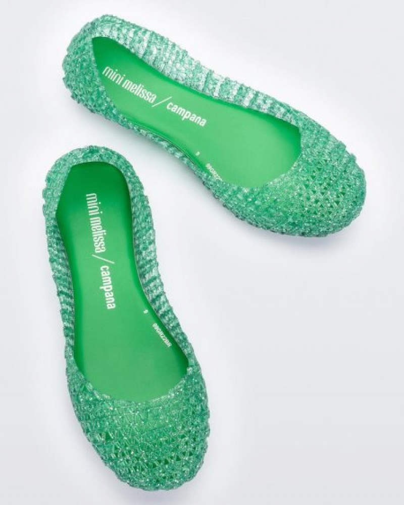 Flats Mini Melissa Campana Criança Verdes Portugal | WQTY90576