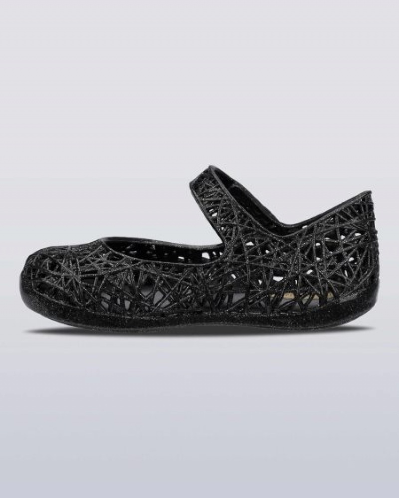 Flats Mini Melissa Campana Zig Zag Bebé Black/Silver Glitter Portugal | OSAW30892