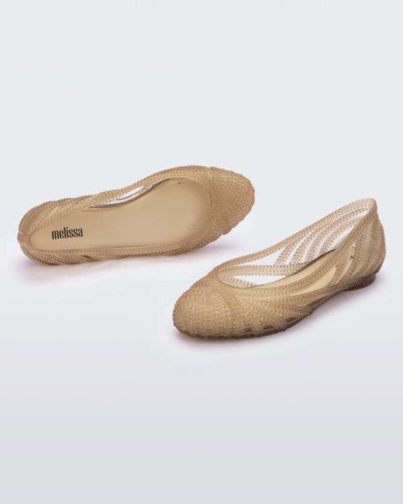 Flats Melissa Femme Classy Bege Douradas Portugal | QDVN38027