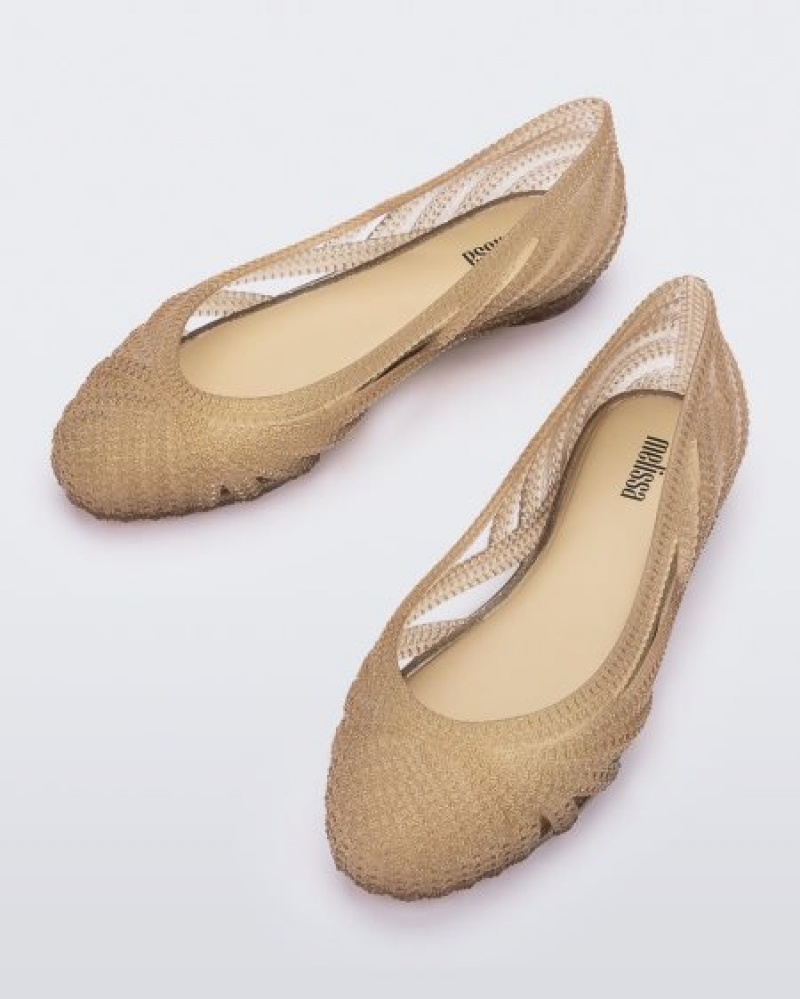 Flats Melissa Femme Classy Bege Douradas Portugal | QDVN38027