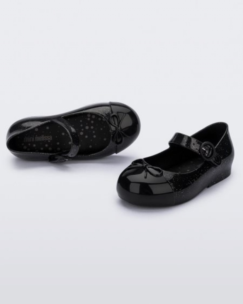 Flats Mini Melissa Sweet Love Cap Biqueira Bebé Pretas Prateadas Portugal | RPUE39186