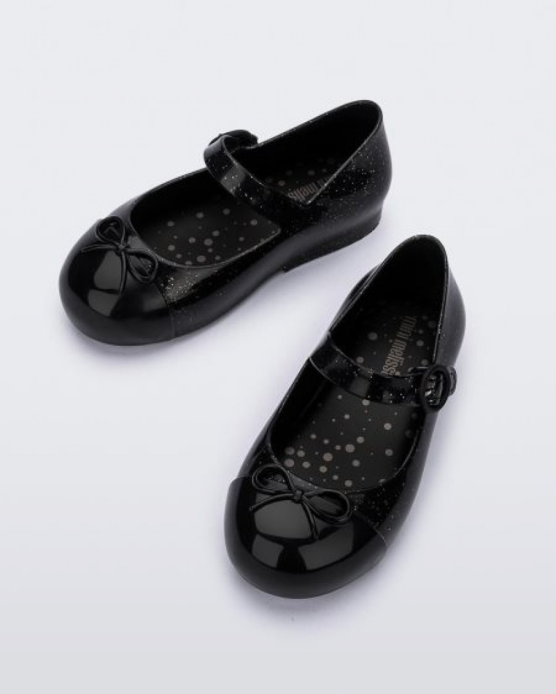 Flats Mini Melissa Sweet Love Cap Biqueira Bebé Pretas Prateadas Portugal | RPUE39186