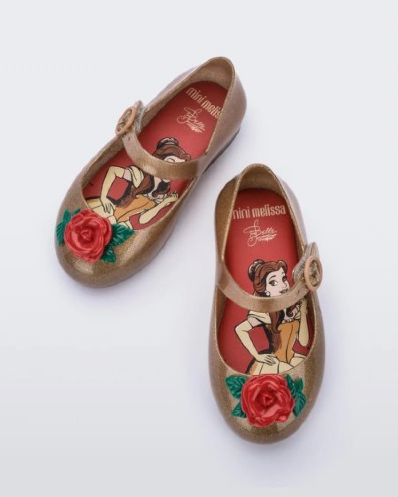 Flats Mini Melissa Sweet Love Princess Bebé Gold/Red Portugal | ASEY83214