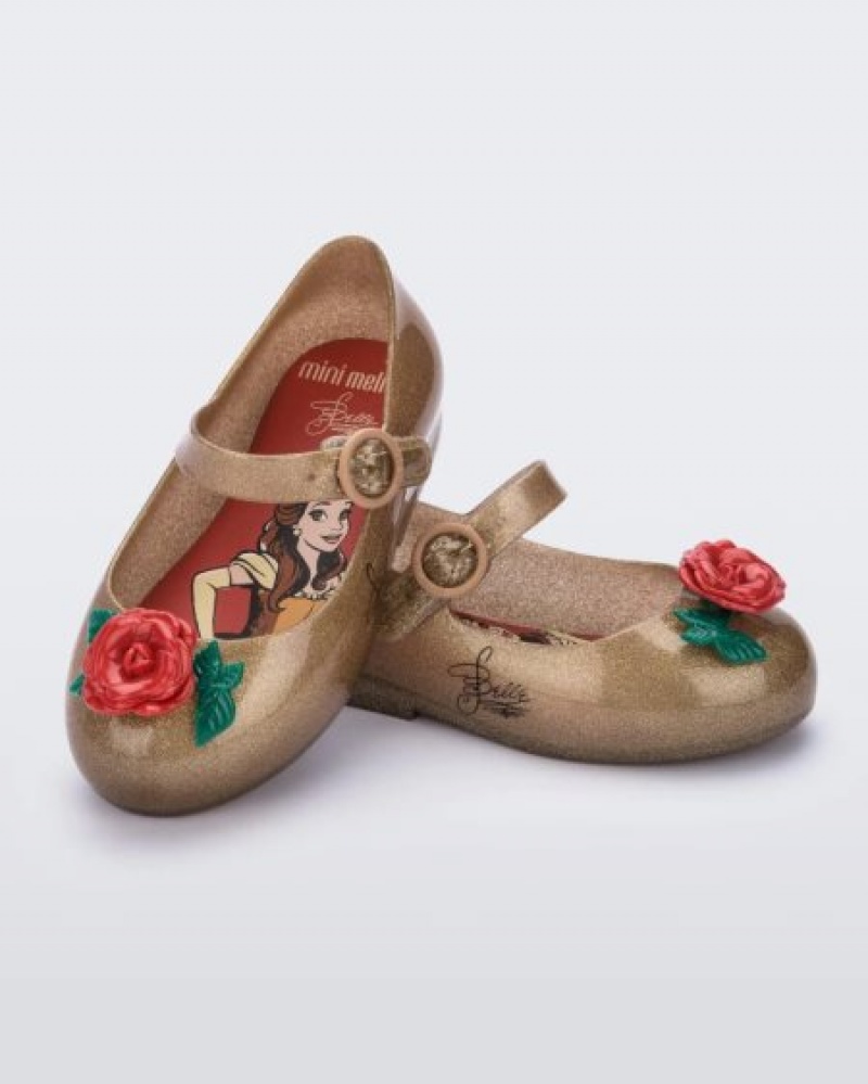 Flats Mini Melissa Sweet Love Princess Bebé Gold/Red Portugal | ASEY83214