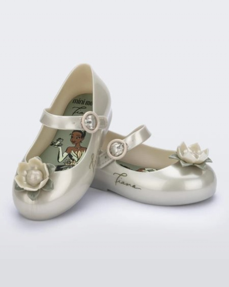 Flats Mini Melissa Sweet Love Princess Bebé Metallic White/Green Portugal | QCNH26948