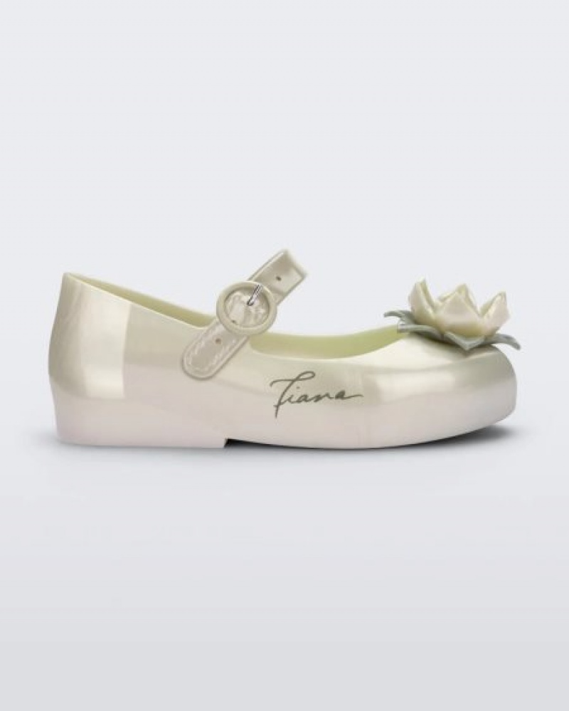 Flats Mini Melissa Sweet Love Princess Bebé Metallic White/Green Portugal | QCNH26948