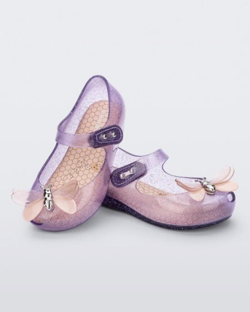 Flats Mini Melissa Ultragirl Bugs Bebé Lilac Glitter/Pink Portugal | VZUS56831