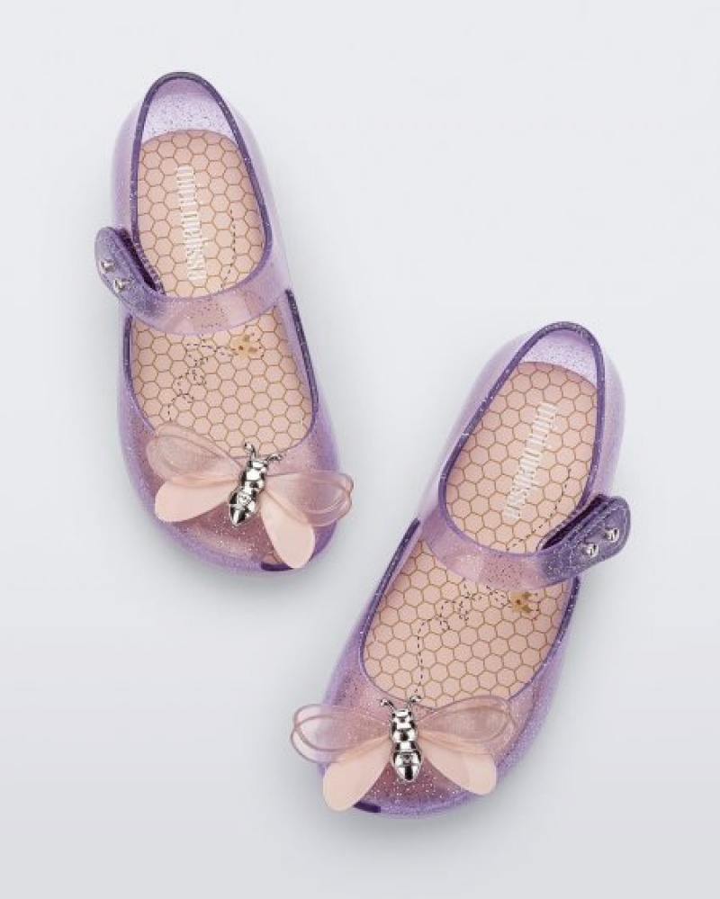 Flats Mini Melissa Ultragirl Bugs Bebé Lilac Glitter/Pink Portugal | VZUS56831