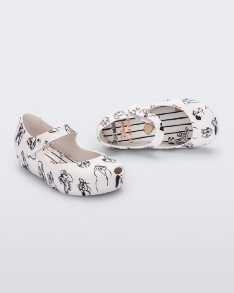 Flats Mini Melissa Ultragirl Cats & Dogs Bebé White/Grey Portugal | HNYJ21039