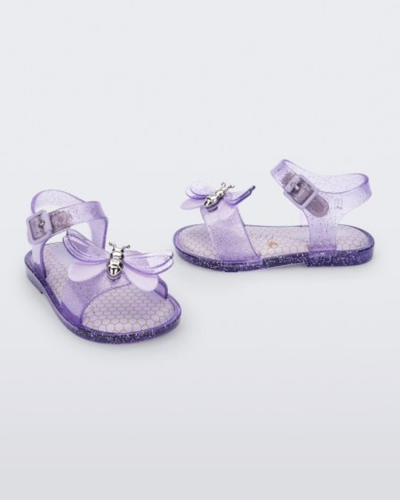 Sandálias Mini Melissa Mar Bugs Bebé Lilac Glitter Portugal | BOWE20481