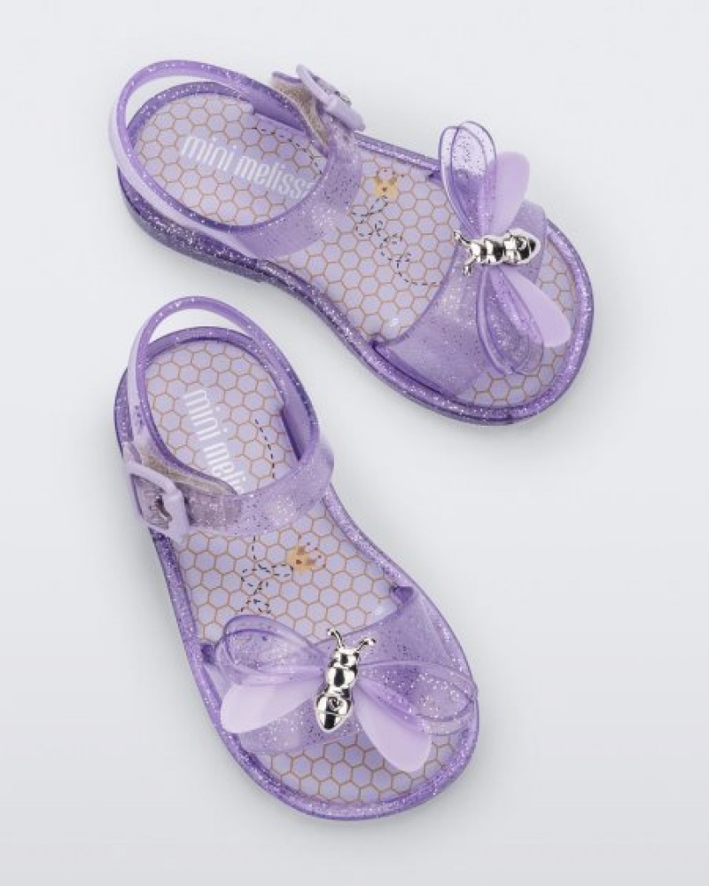 Sandálias Mini Melissa Mar Bugs Bebé Lilac Glitter Portugal | BOWE20481