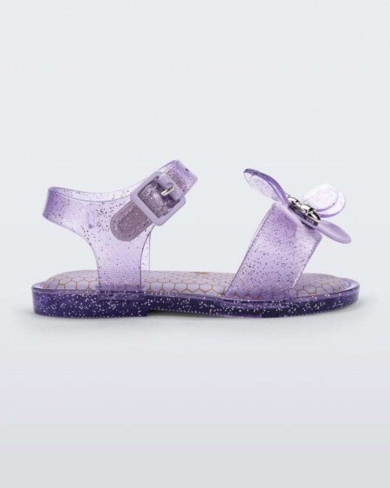 Sandálias Mini Melissa Mar Bugs Bebé Lilac Glitter Portugal | BOWE20481