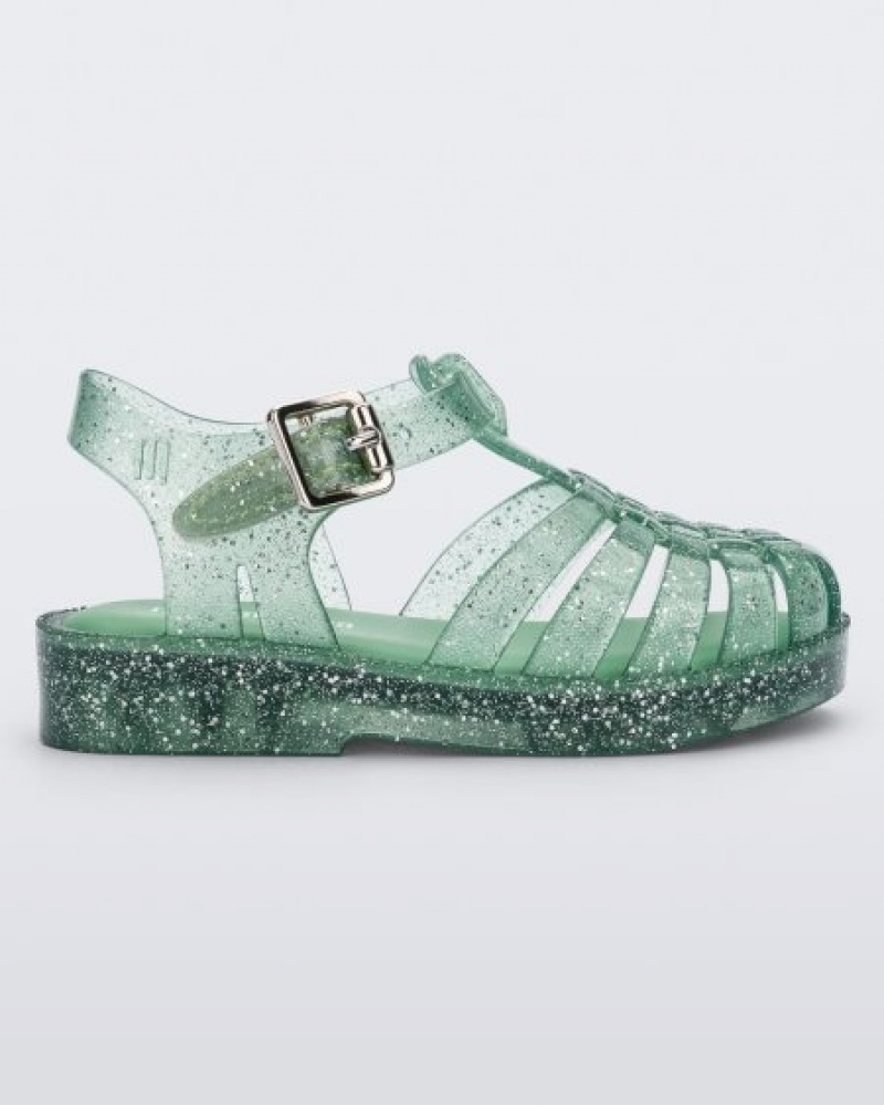 Sandálias Mini Melissa Possession Bebé Green/Glitter/Silver Portugal | MZFD27841