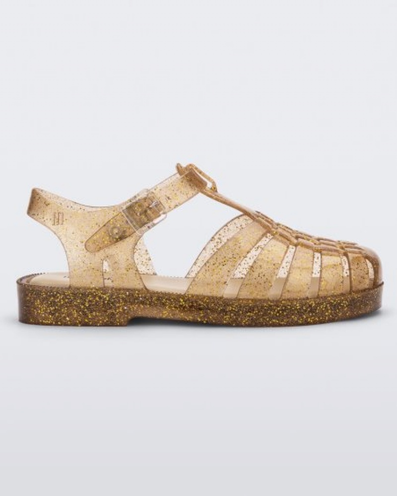 Sandálias Mini Melissa Possession Criança Beige/Glitter/Gold Portugal | KQGR71054