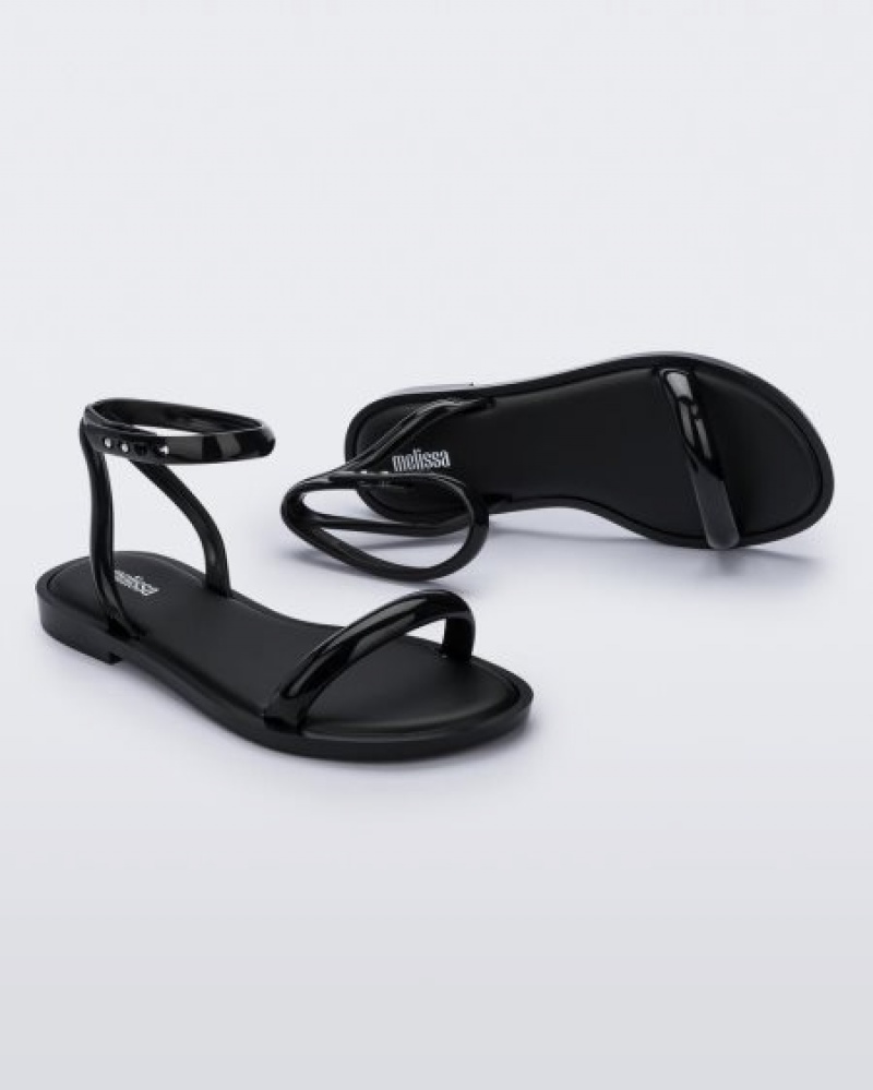 Sandálias Melissa Wave Sandal Pretas Portugal | RIAN59381