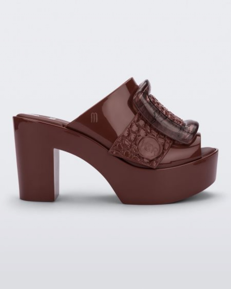 Sapato Salto Alto Melissa Fivela Up Mule Brown/Brown Portugal | YXRI43187